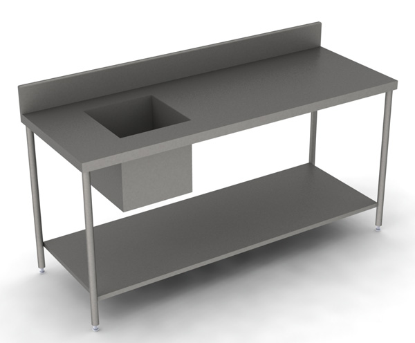 Mesa de trabajo con tarja entrepaño y refuerzo inferior